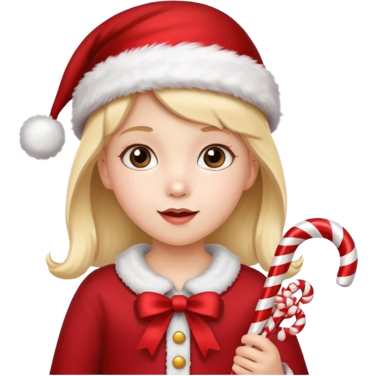 Little Girl with candy canes celebrating Christmas emoji