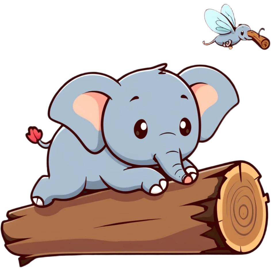 An elephant fly gnawing a log like a beaver emoji