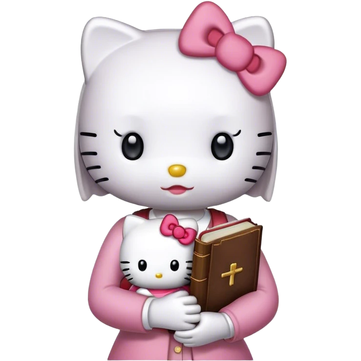 hello kitty holding a bible emoji