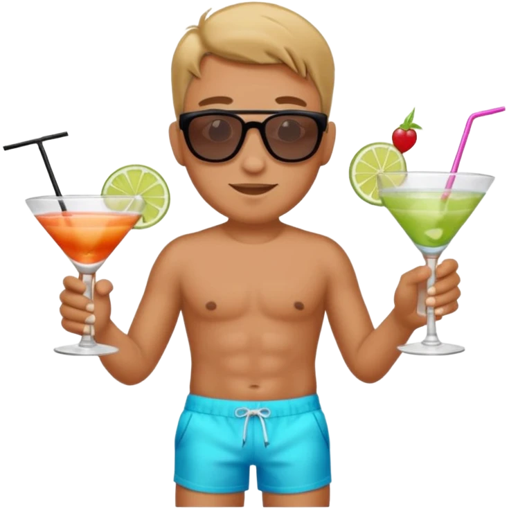 Male pool party with cocktails emoji
