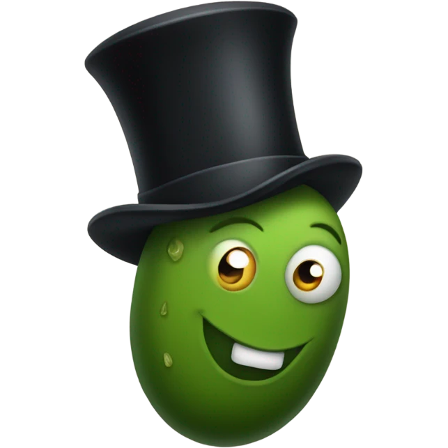 Pickle with a top hat emoji
