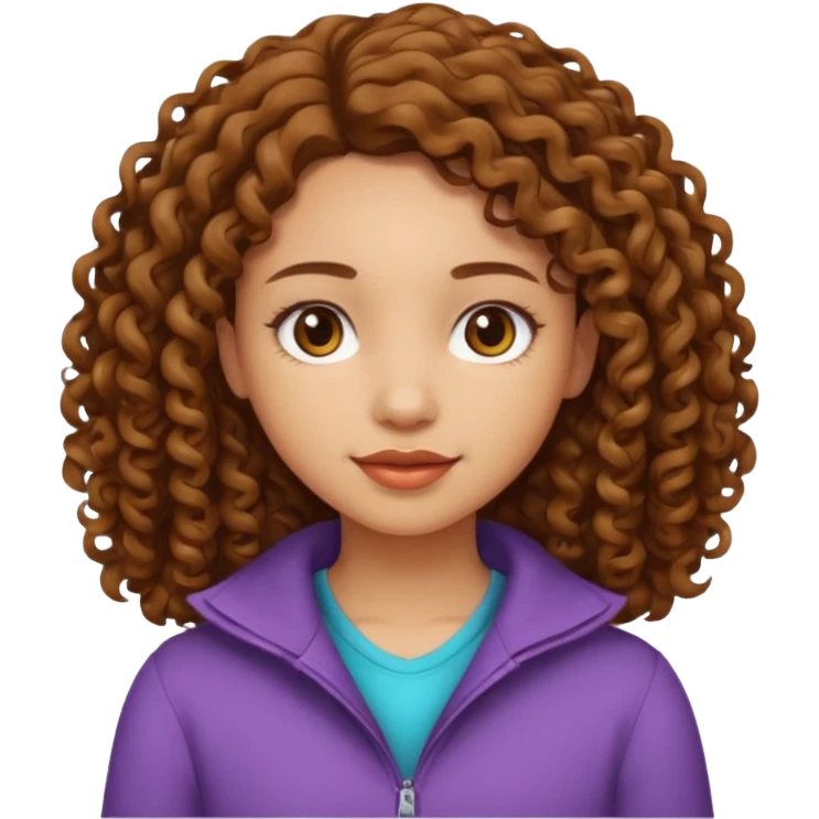 A girl with medium-length, curly hair that is not too voluminous.  emoji