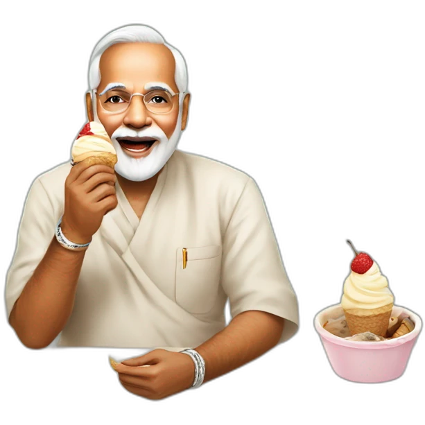 yogi ji modi ji eating ice cream emoji