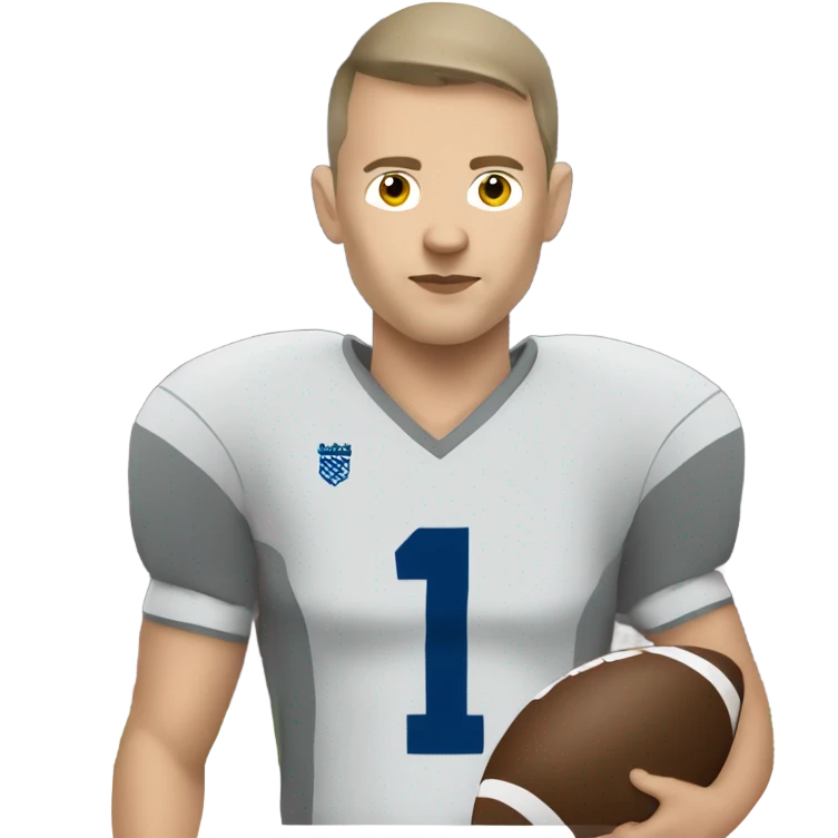 A Slavic football player playing big football in a gray uniform emoji