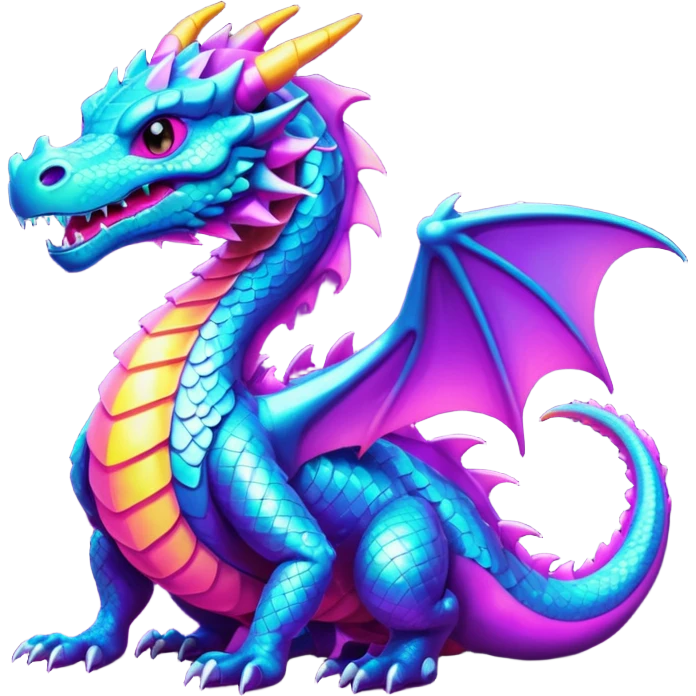 synthwave dragon metalic emoji