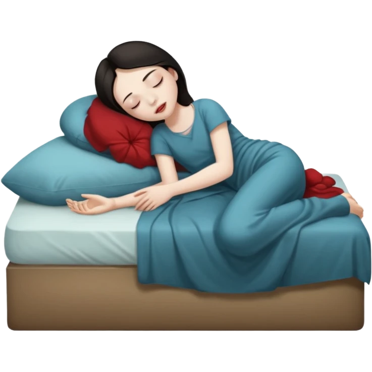 person dead on bed full body closed eyes emoji