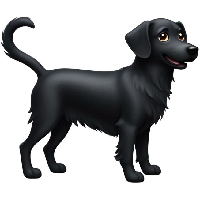 black dog wagging tail emoji