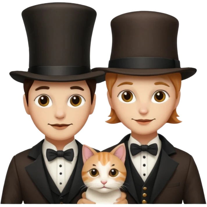 magician couple and their pet cat emoji