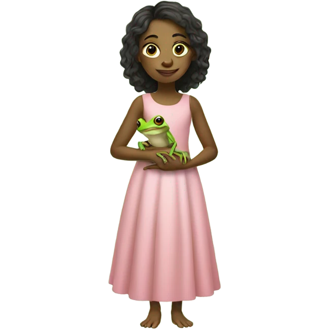 Girl in dress posing with tree frog  emoji