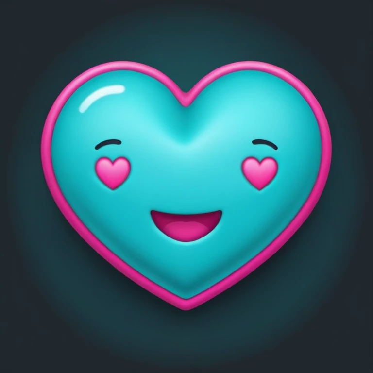 Simple Discord emoji, graphic vector style. Text 'Bless Your Heart' in a sweet, curvy Teal font. A tiny black heart symbol (♥) at the end of the text or slightly below. Use only hot pink, teal, and black. Clear and readable. emoji