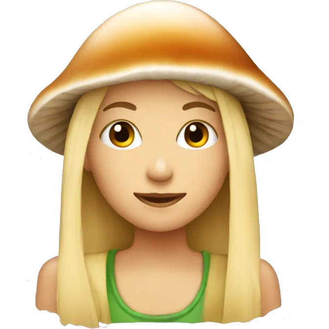 blonde girl with mushroom hat emoji