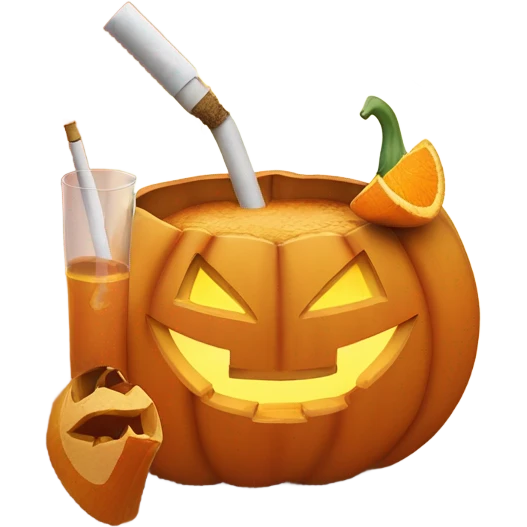 jack-o’-lantern drinking orange juice and smoking cigarette watching sunset  emoji