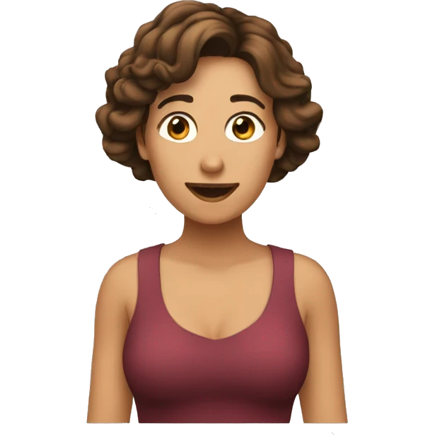 Actriz castaña media melena interpretando  interpret emoji