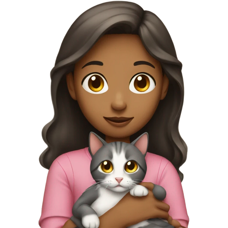 Girl holding a cat emoji