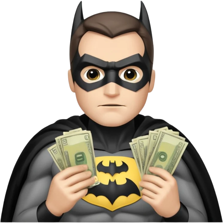 Batman counting money with bundles of bills emoji