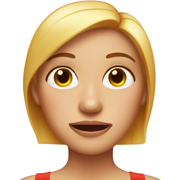 White woman with a bad sunburn emoji
