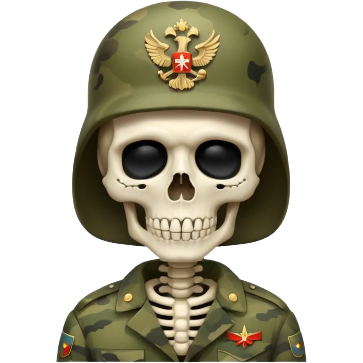 generate a realistic skeleton in Russian military camouflage emoji