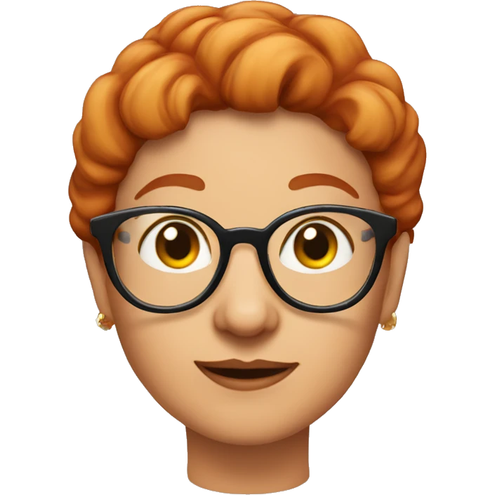 Grandma emoji, wearing cat-eye shaped rim glasses and red hair emoji