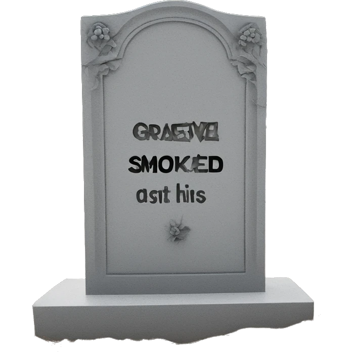 gravestone that says here lies SmokeDevil emoji