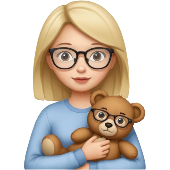 girl wearing glasses and teddy  emoji