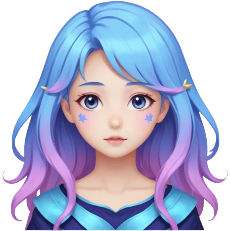Beautiful gorgeous anime lady with beautiful nebula hair, fashion aesthetic, ethereal, fairycore, pastelcore  emoji