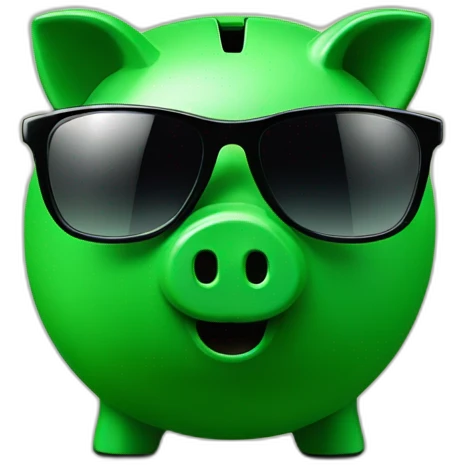 green piggybank with sunglasses emoji