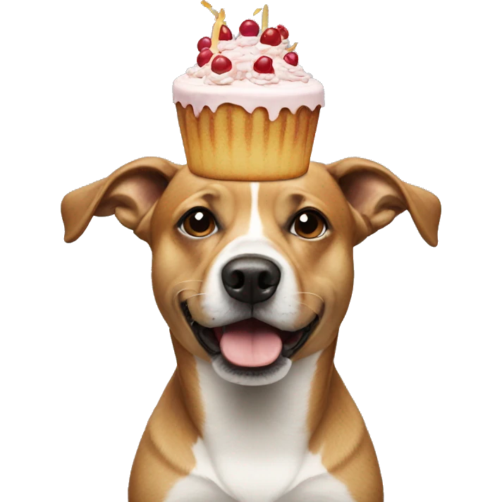 dog with a cake on its head emoji