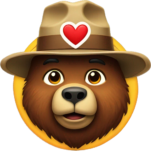 Smokey the bear with a heart emoji