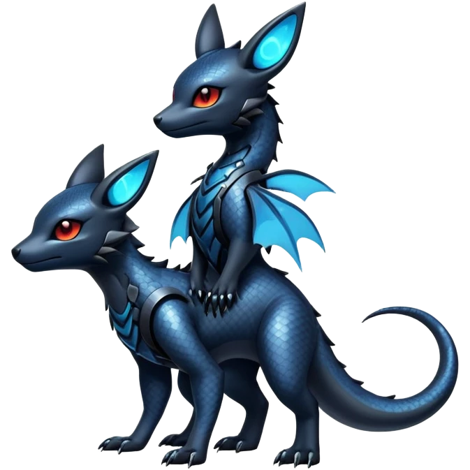 Shiny Dark Cute Majestic Sophisticated Modern Gothic Gloomy Futuristic Scaly Cyber-Salandit-Umbreon-Litten-Hybrid (Full body) emoji