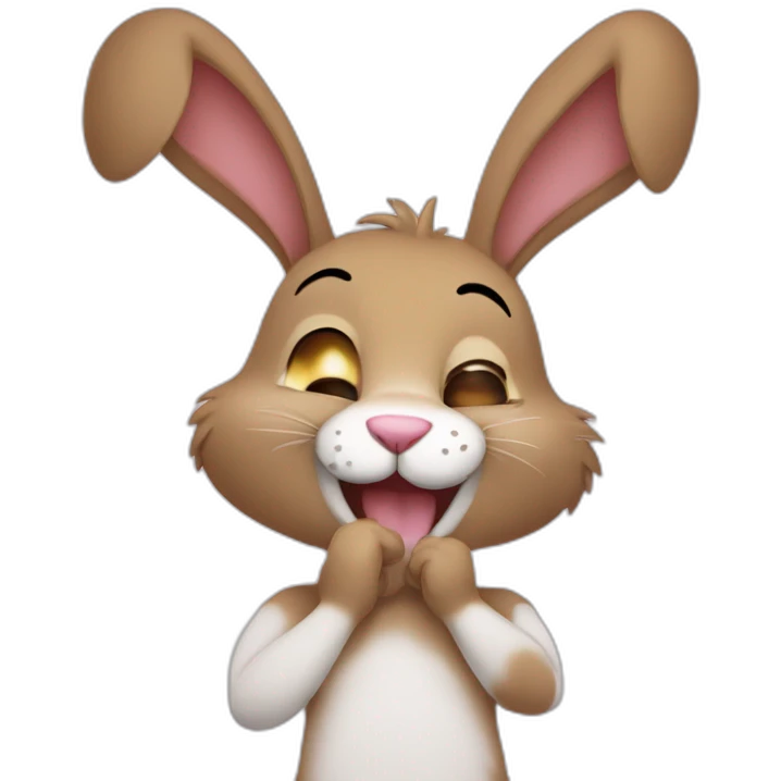 rabbit anthro giggling hands on face emoji