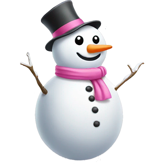 Snowman wearing pink  emoji
