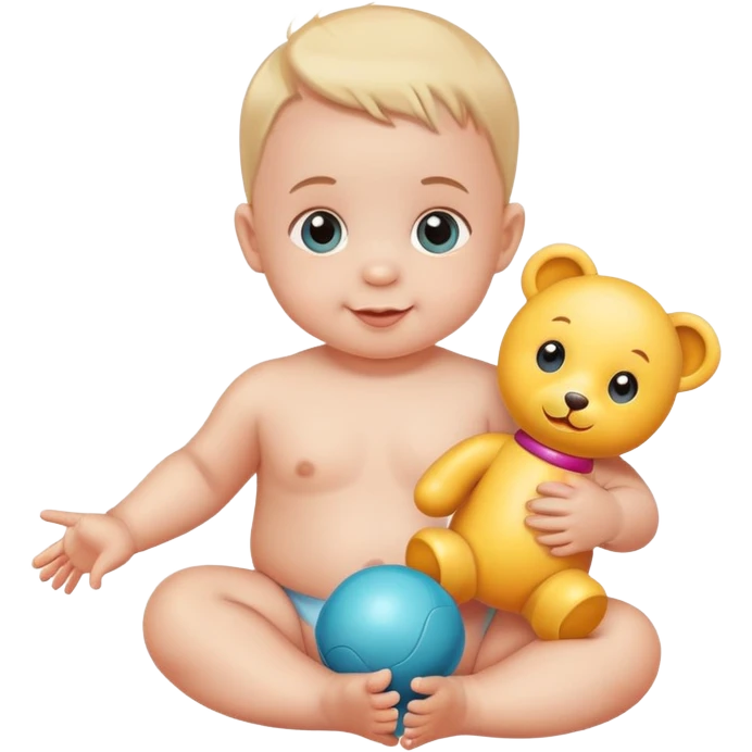friendly and fun baby crawling with a toy nearby emoji