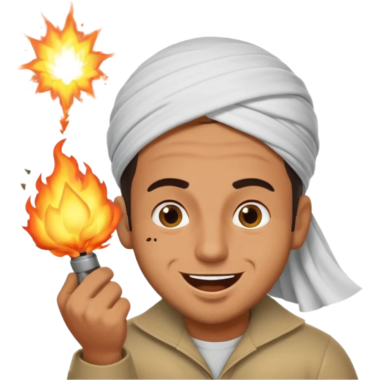 an arabic guy blowing something up with a silly face emoji