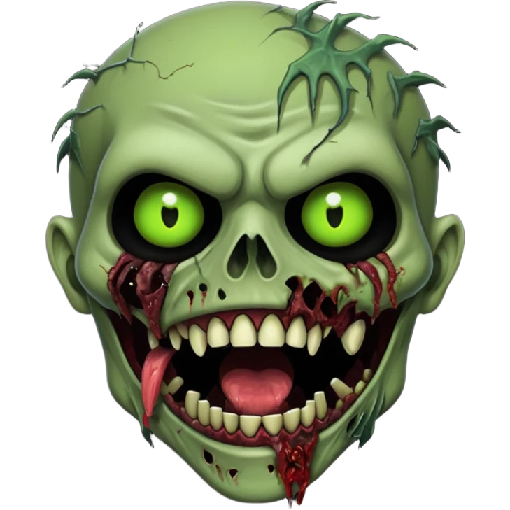 Rotting zombie, open mouth with fangs, horror textures, dark style, no background






 emoji