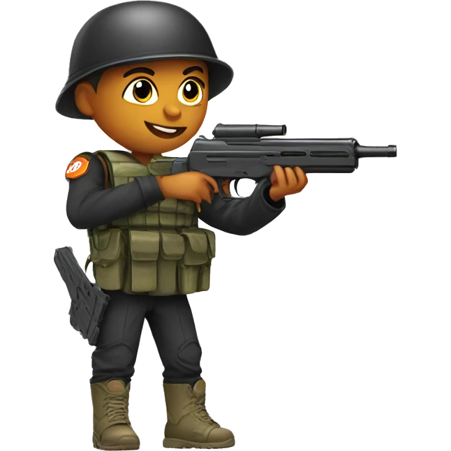 Kid soldier with nerf gun emoji