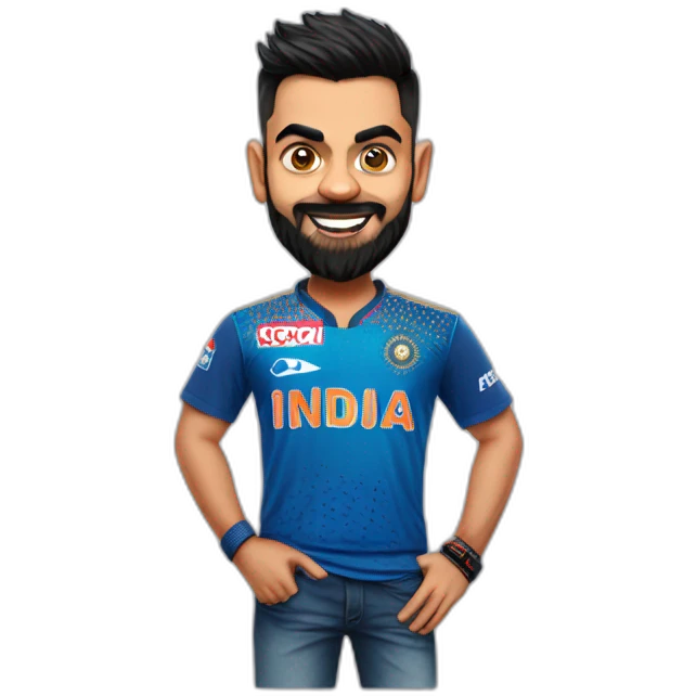 Virat kohli wearing gourav digital club tshirt emoji