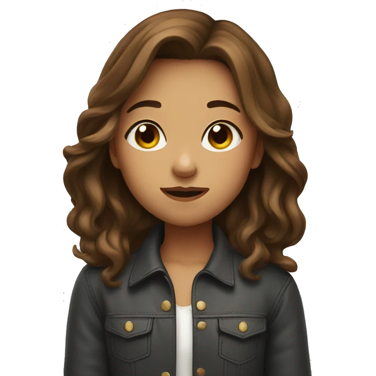 Girl with brown hair blowing a kiss emoji