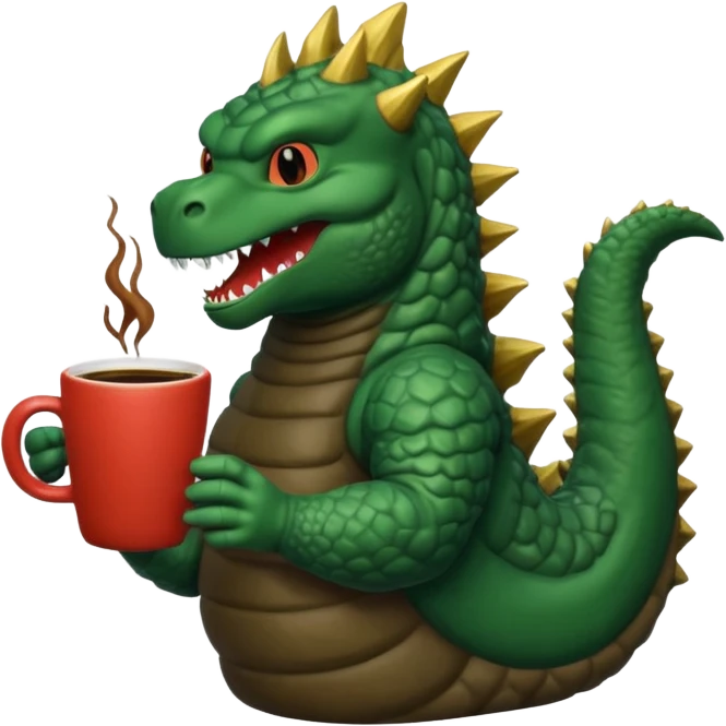 Godzilla with coffee in hand  emoji