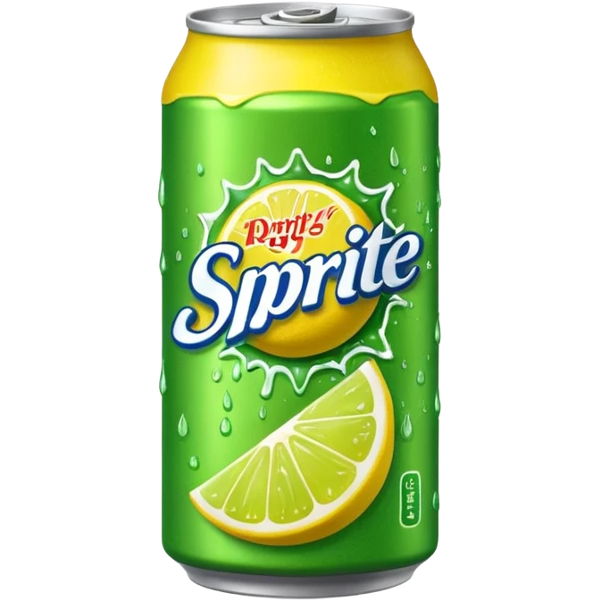 Draw a Sprite can with green label, yellow logo & lemon-lime graphics. emoji