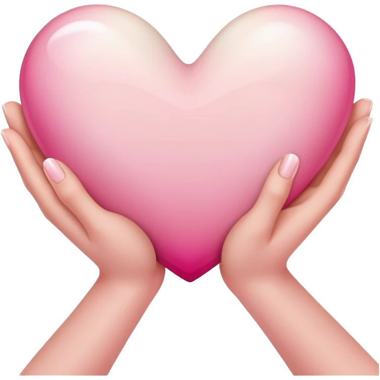 beige Hands holding a pink white gradient heart emoji