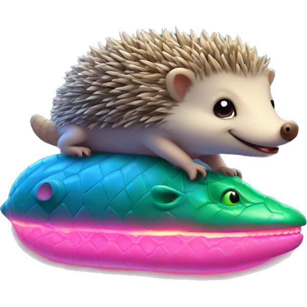 cute hedgehog riding a neon crocodile   emoji