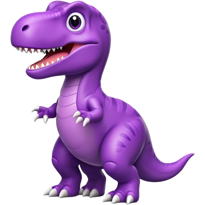 A purple toy T-Rex dinosaur with a happy expression and short arms emoji