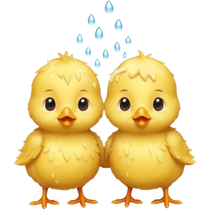 Two baby chicks showering emoji