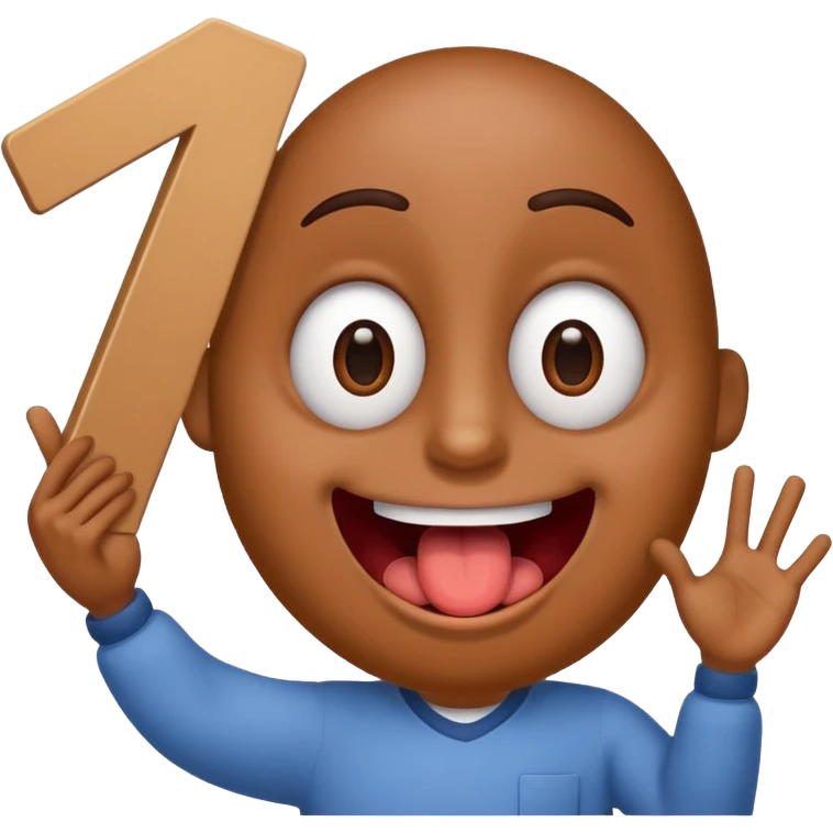 A school that has the number 9 on top of it's eyes holding a sign with the number 9 on the sign with a mouth sticking out his tongue with legs and arms with him being happy full of joy emoji