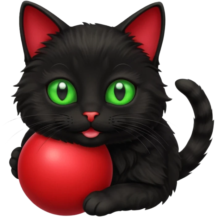happy black cat playing with ball emoji
