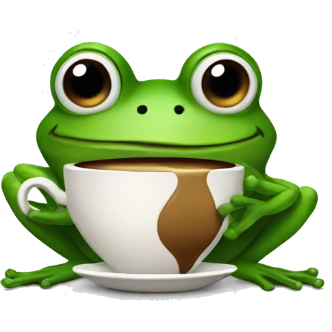 Frog with coffee emoji