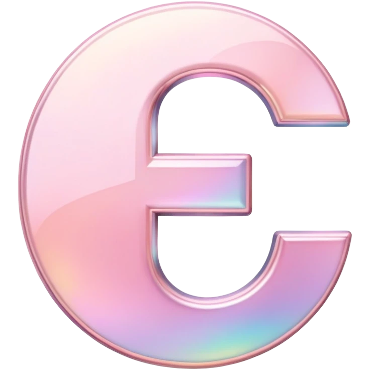 Iridescent pastel pink Font setting icon with letter E.  emoji