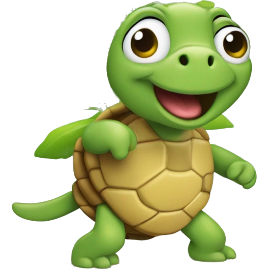 une tortue drôle qui danse sous un palmier emoji