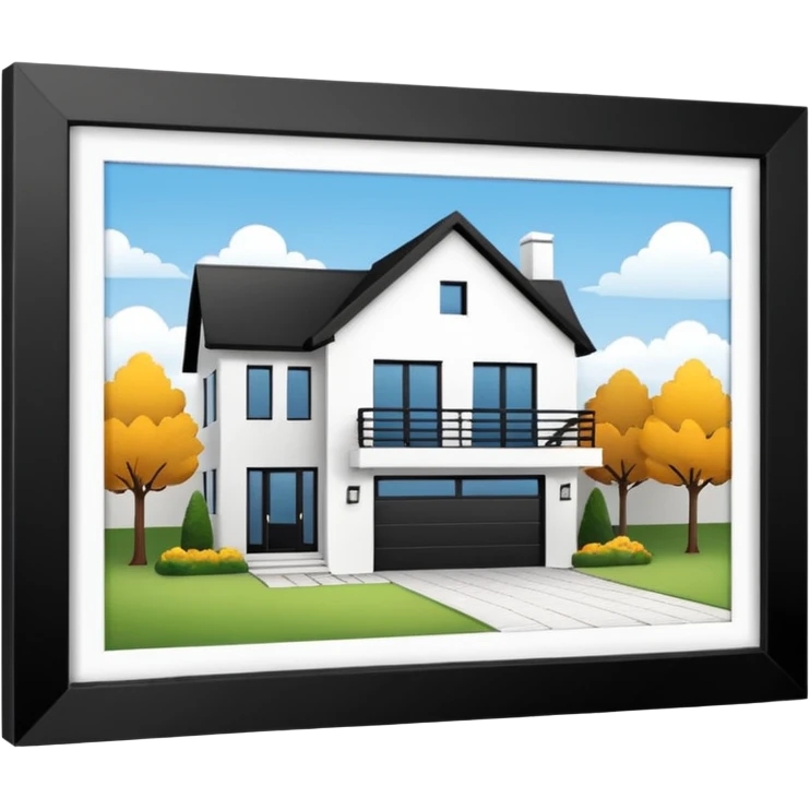 Casa en bienes y raices con el letrero de venta emoji