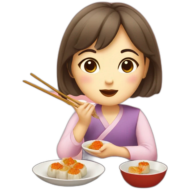 Girl eating dimsum emoji